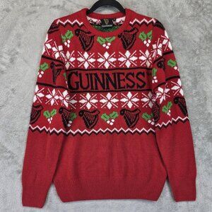 Guinness Sweater Mens Small Ugly Christmas Knit Crewneck Pullover Beer Holiday